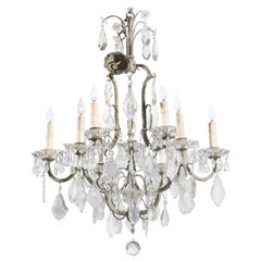 French Eight-Light Crystal Chandelier with Iron Armature from the 19th Century