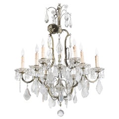 Antique French Eight-Light Crystal Chandelier with Iron Armature from the 19th Century