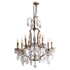 French Eight-Light Crystal Chandelier with Iron Armature from the 19th Century
