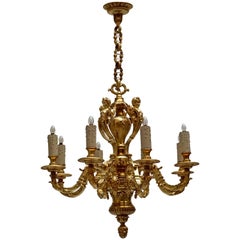 Lustre Mazarin français à huit lumières en bronze massif avec chérubins