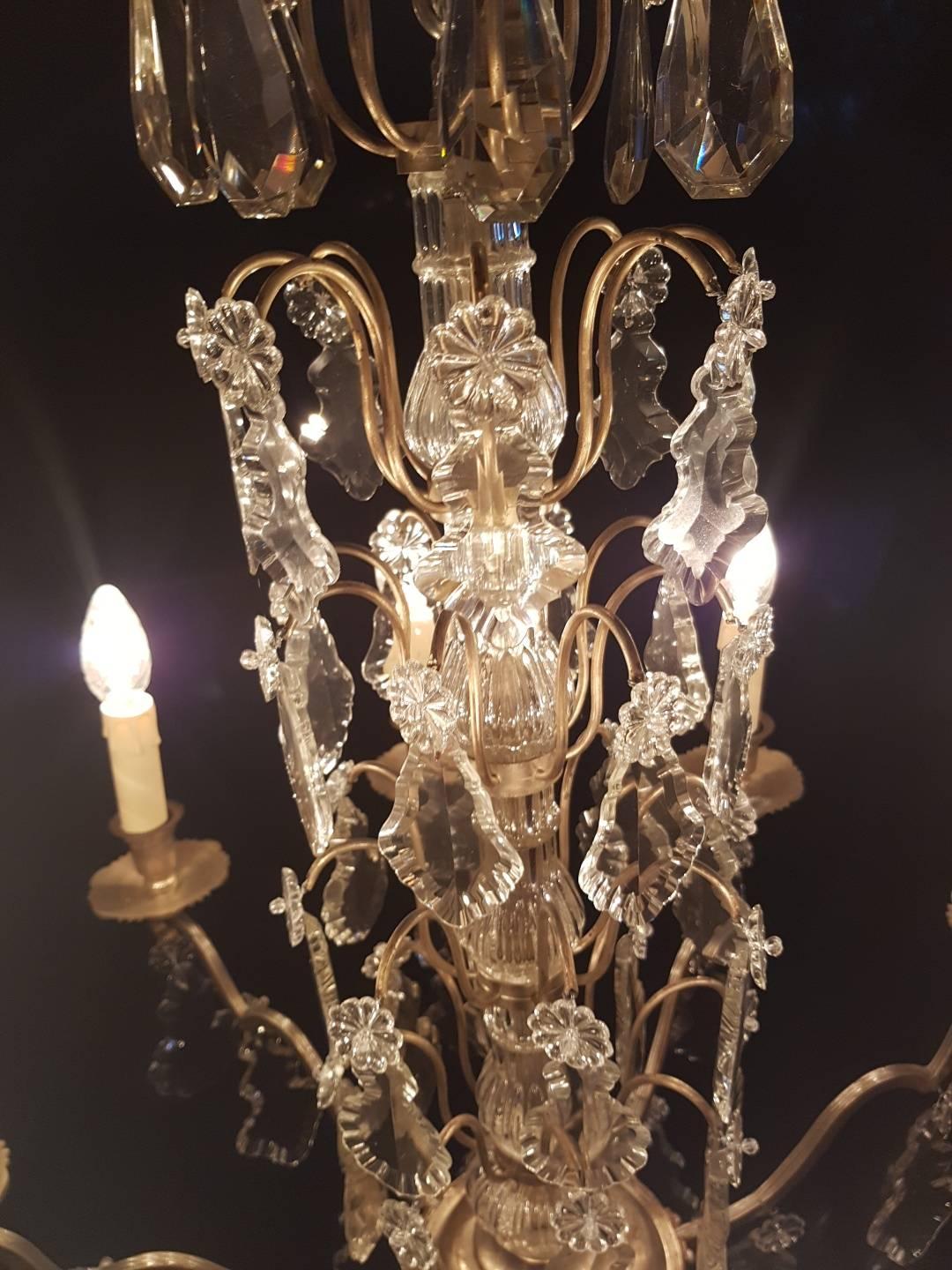French Eight-Light Silver Colored Chandelier, Early 20th Century For Sale 8