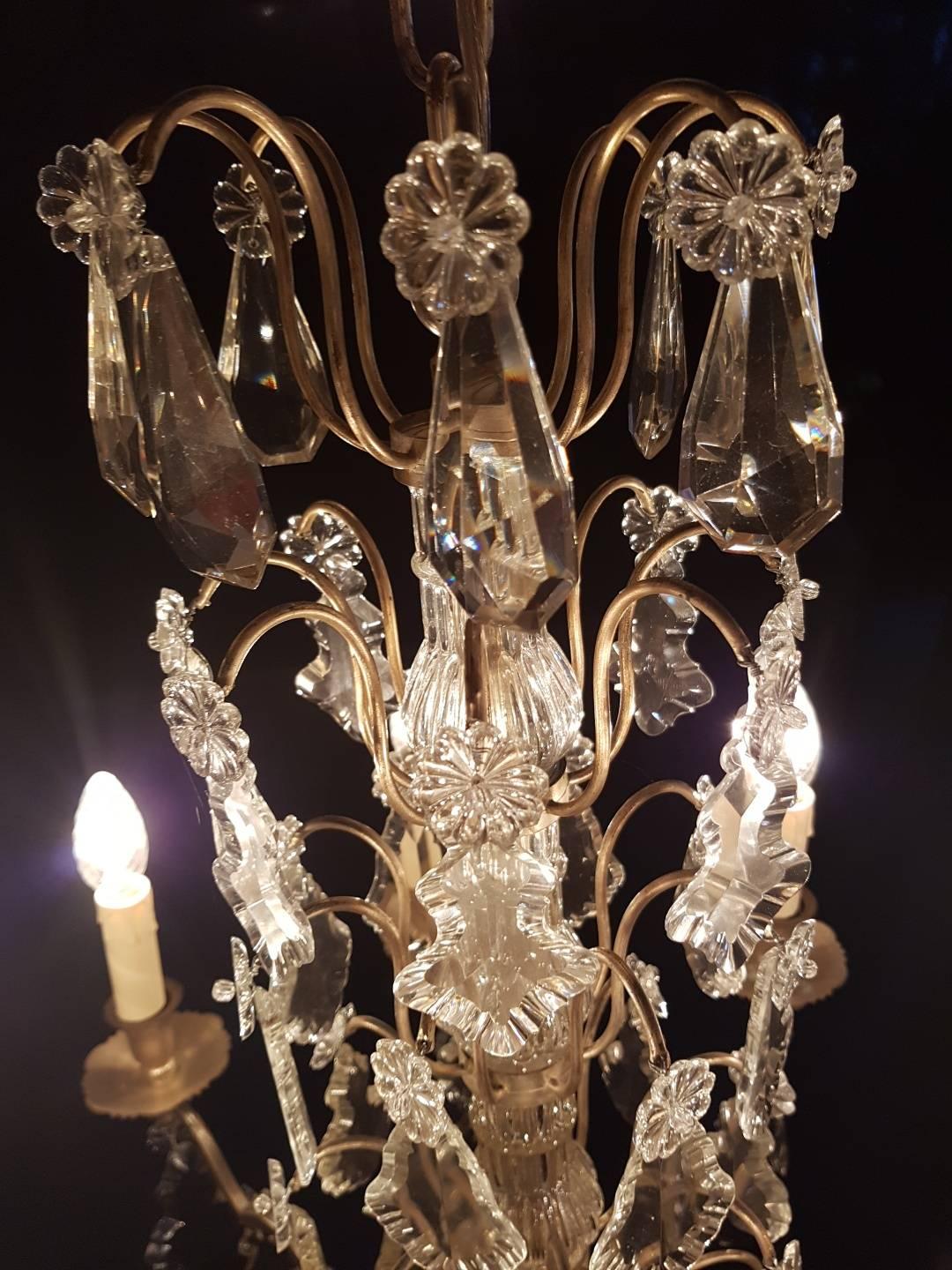 French Eight-Light Silver Colored Chandelier, Early 20th Century For Sale 9