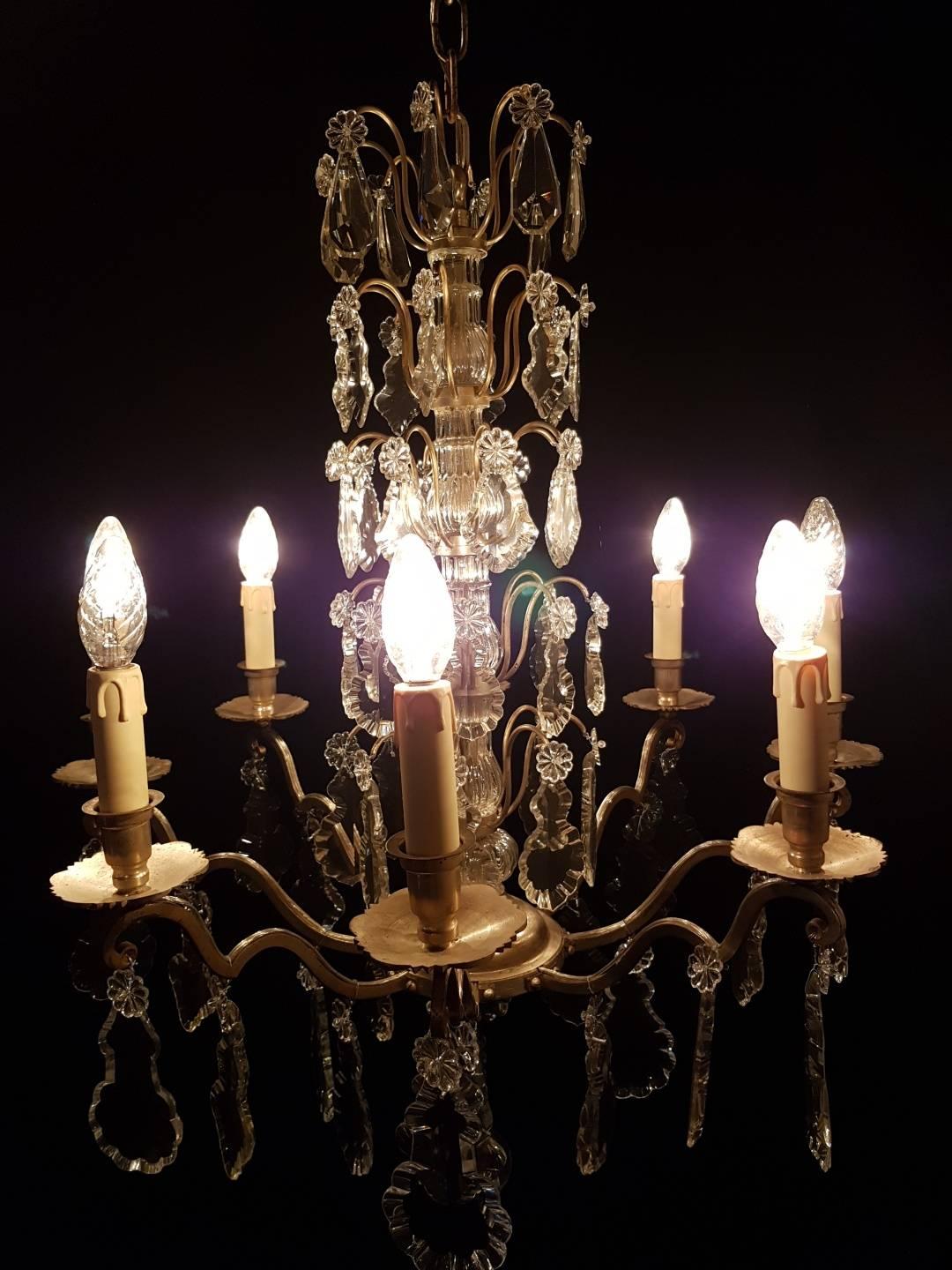 French Eight-Light Silver Colored Chandelier, Early 20th Century For Sale 10