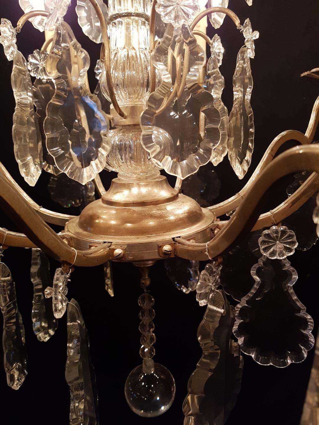 French Eight-Light Silver Colored Chandelier, Early 20th Century For Sale 4