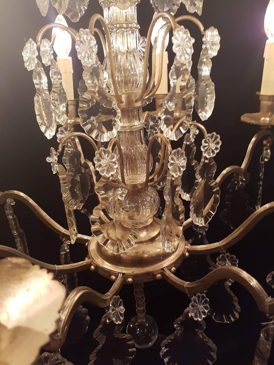 French Eight-Light Silver Colored Chandelier, Early 20th Century For Sale 5