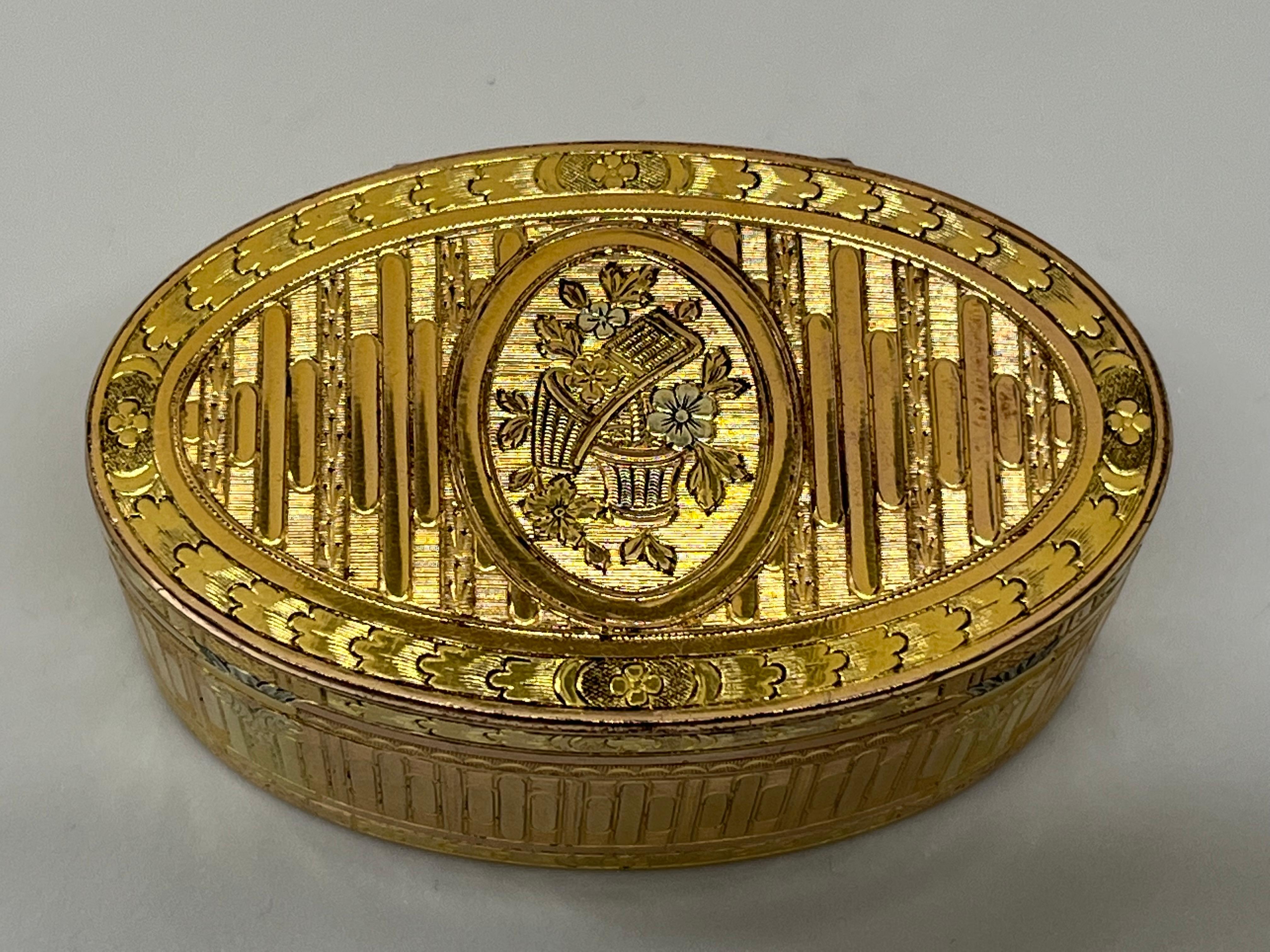 Neoclassical French Eighteenth-Century Silver-Gilt Snuff Box, of Outstanding Quality