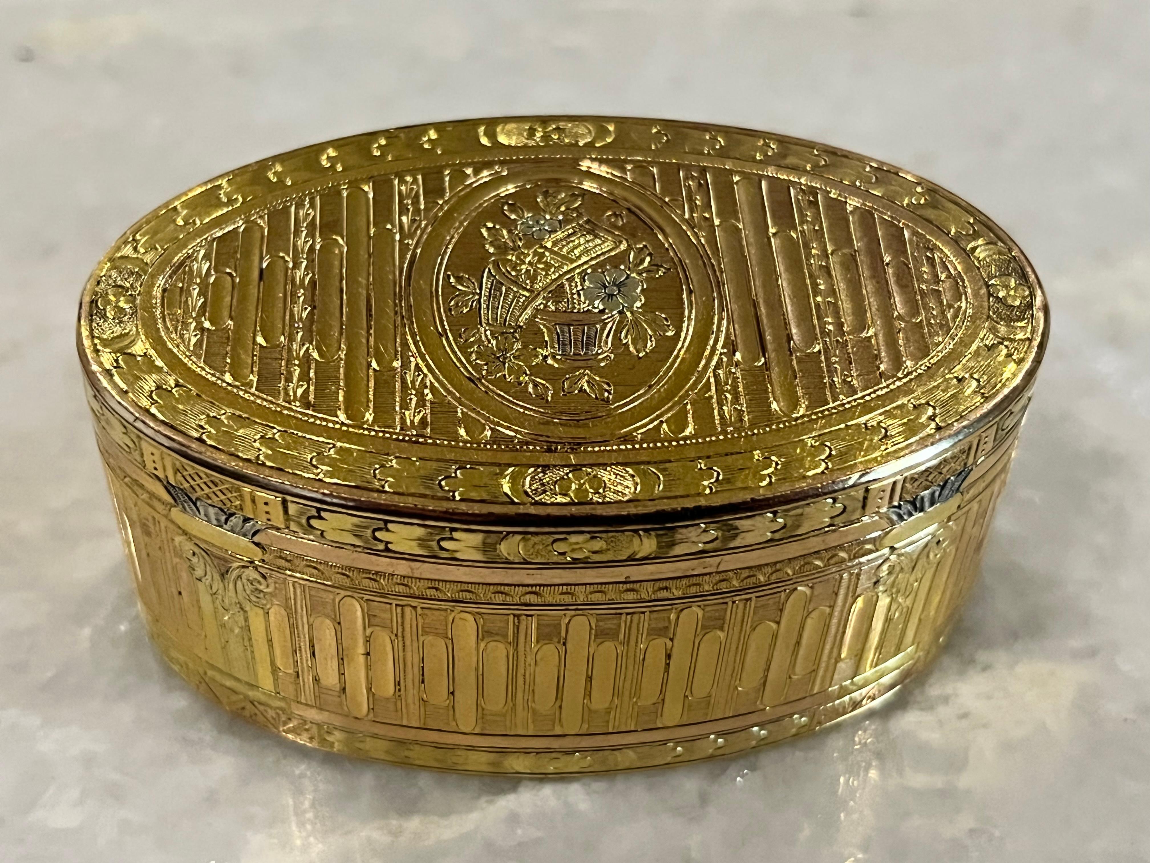 French Eighteenth-Century Silver-Gilt Snuff Box, of Outstanding Quality