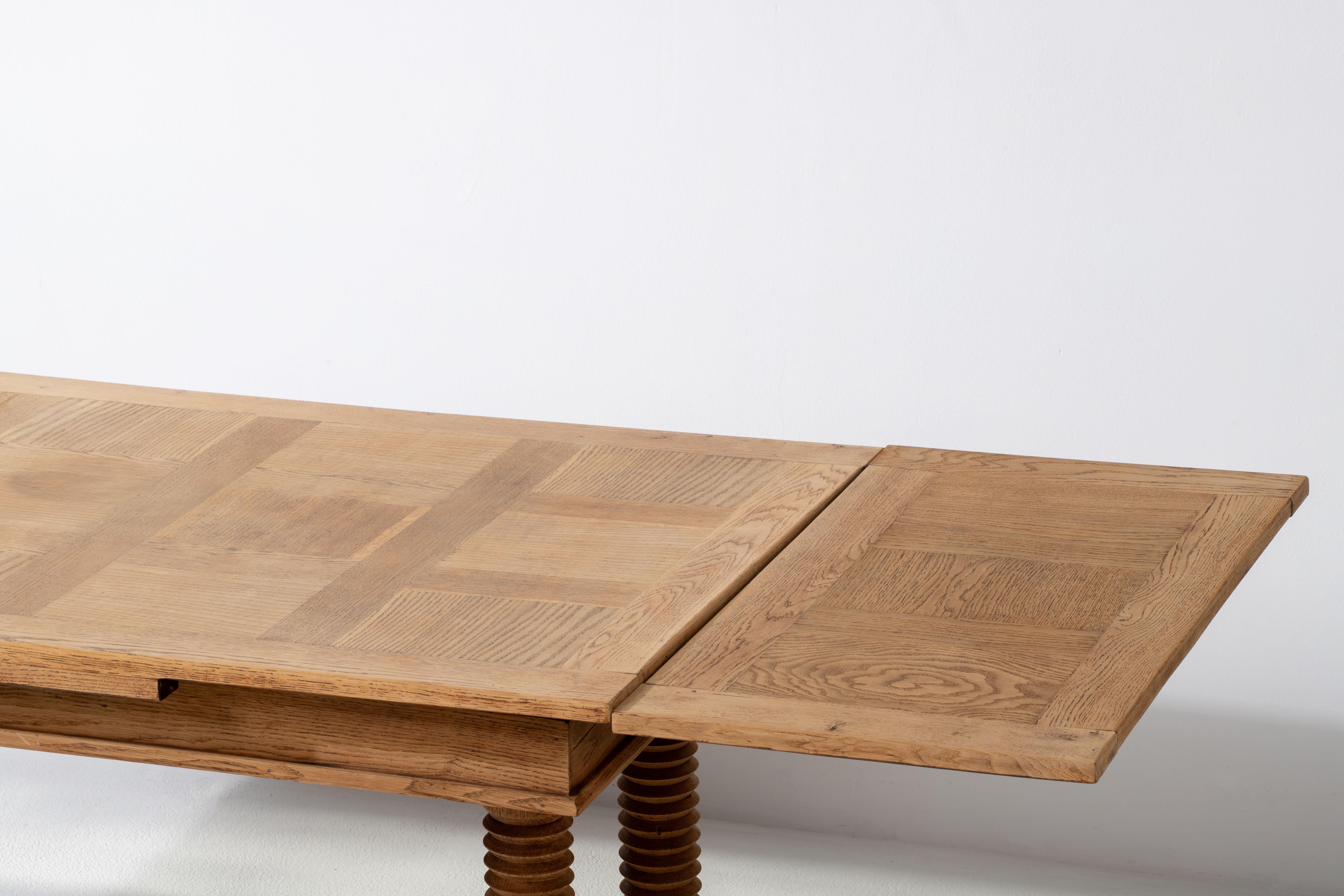 French Elegance: Natural Oak Table from 1940, Dudouyt For Sale 9