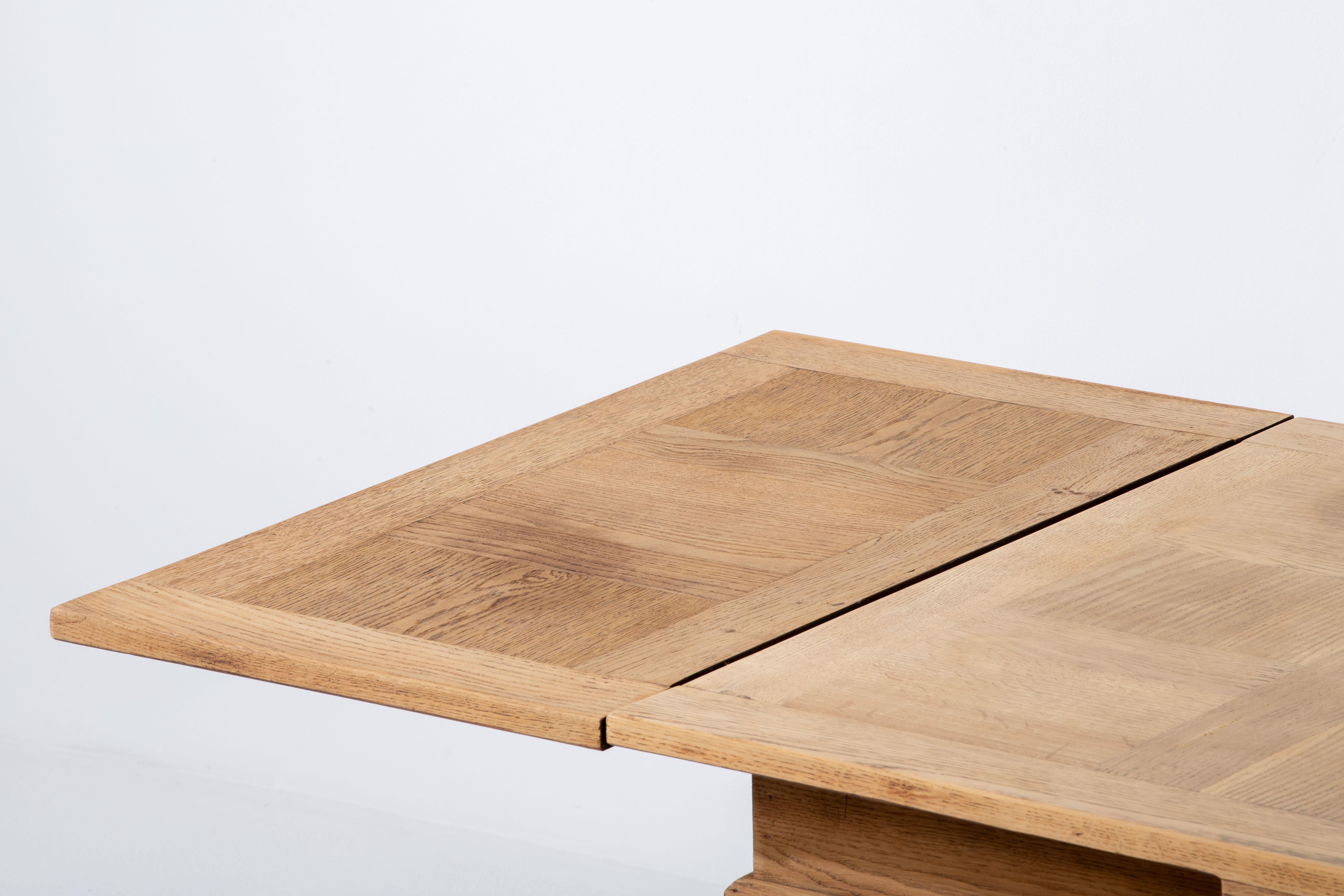 French Elegance: Natural Oak Table from 1940, Dudouyt For Sale 11