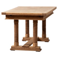 French Elegance: Natural Oak Table from 1940, Dudouyt