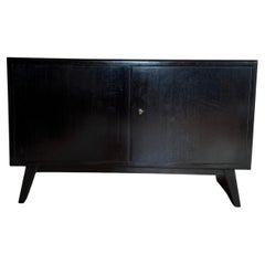 French elegant ebonised  two door cabinet