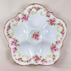 Assiette à huîtres roses elite française en porcelaine de Limoges