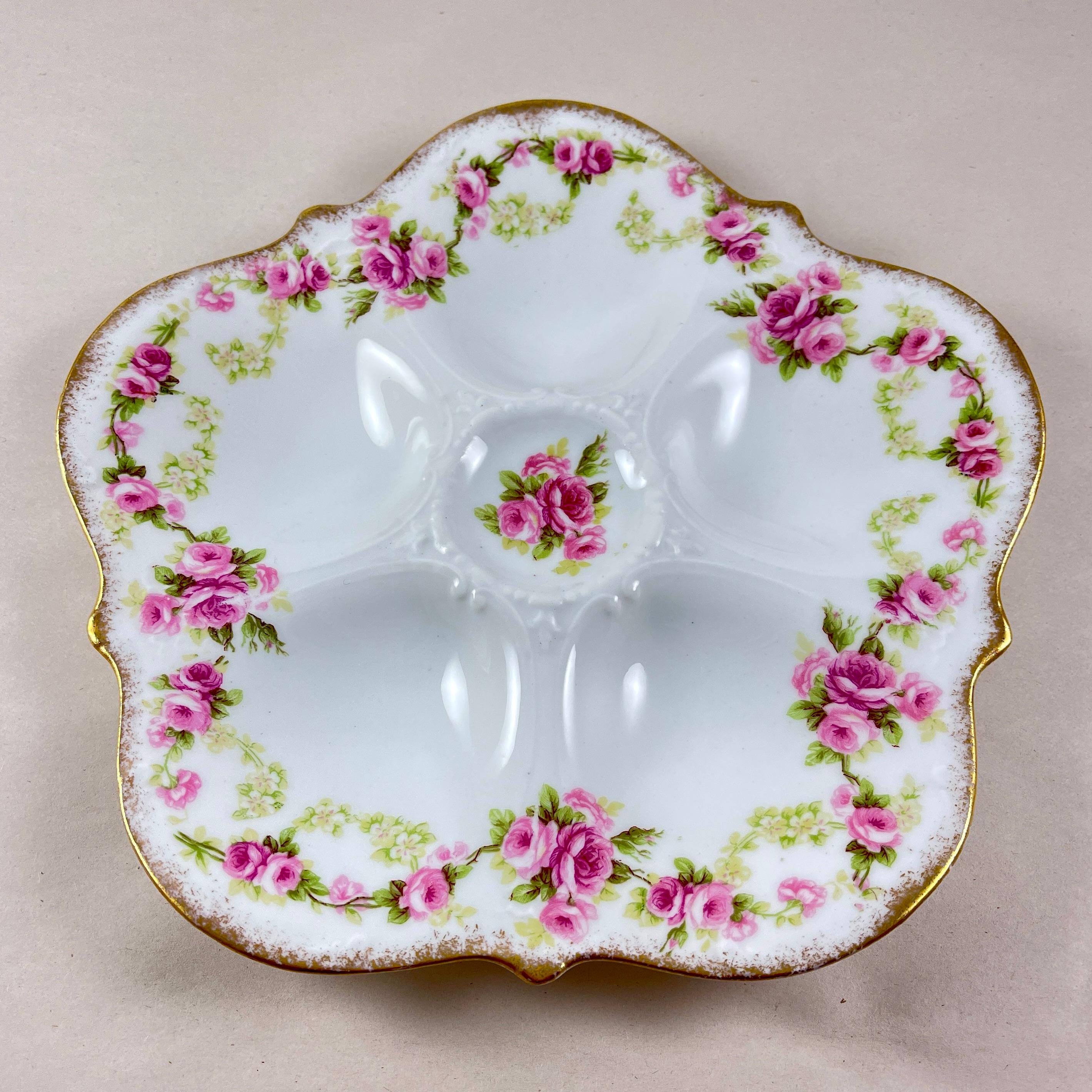 Plato de ostra rosa de porcelana francesa Elite Limoges Elite Porcelain Estilo internacional en venta