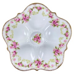 French Elite Limoges Porcelain Rose Oyster Plate