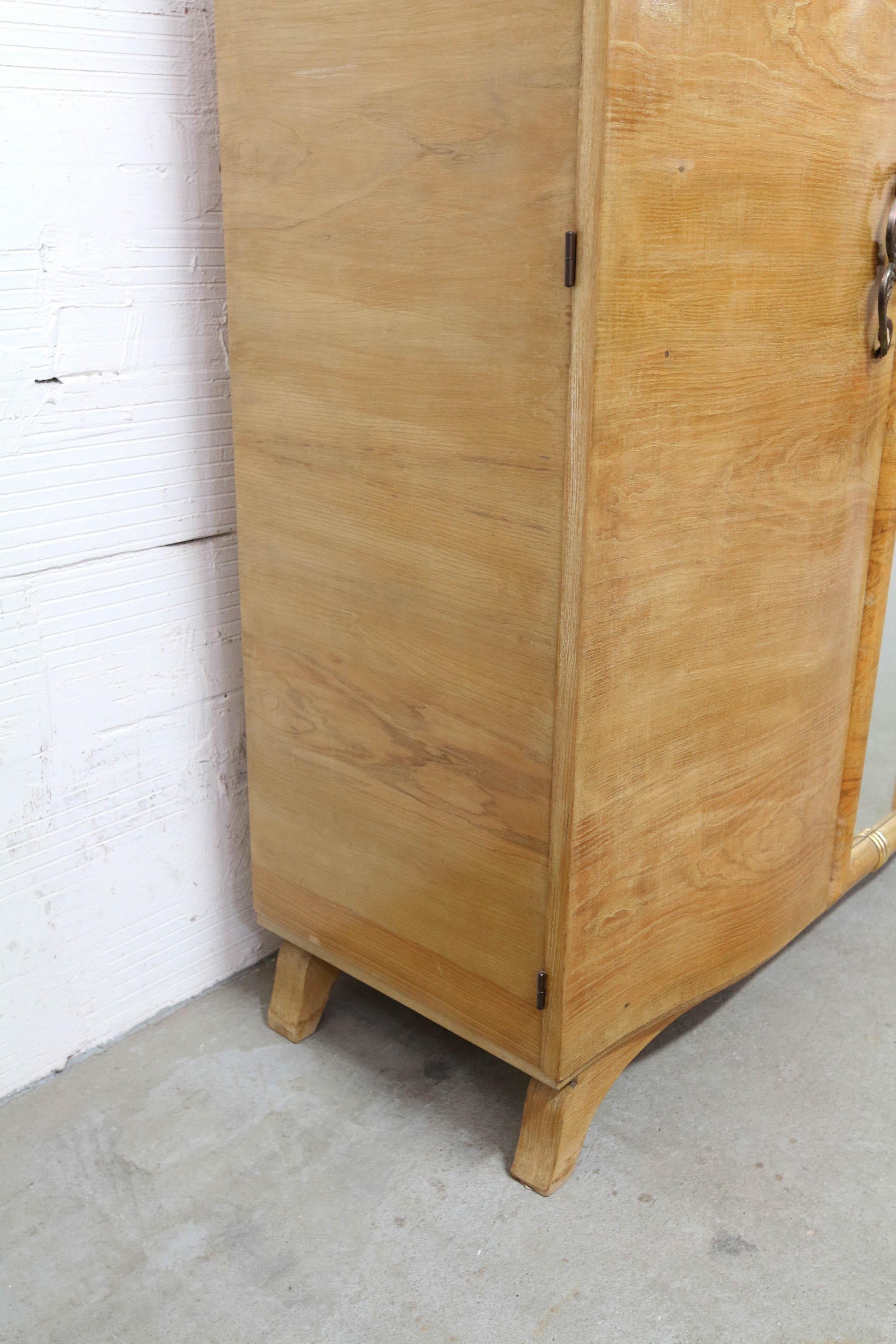 20th Century French Elm Armoire Full Length Mirror, circa 1940 For Sale