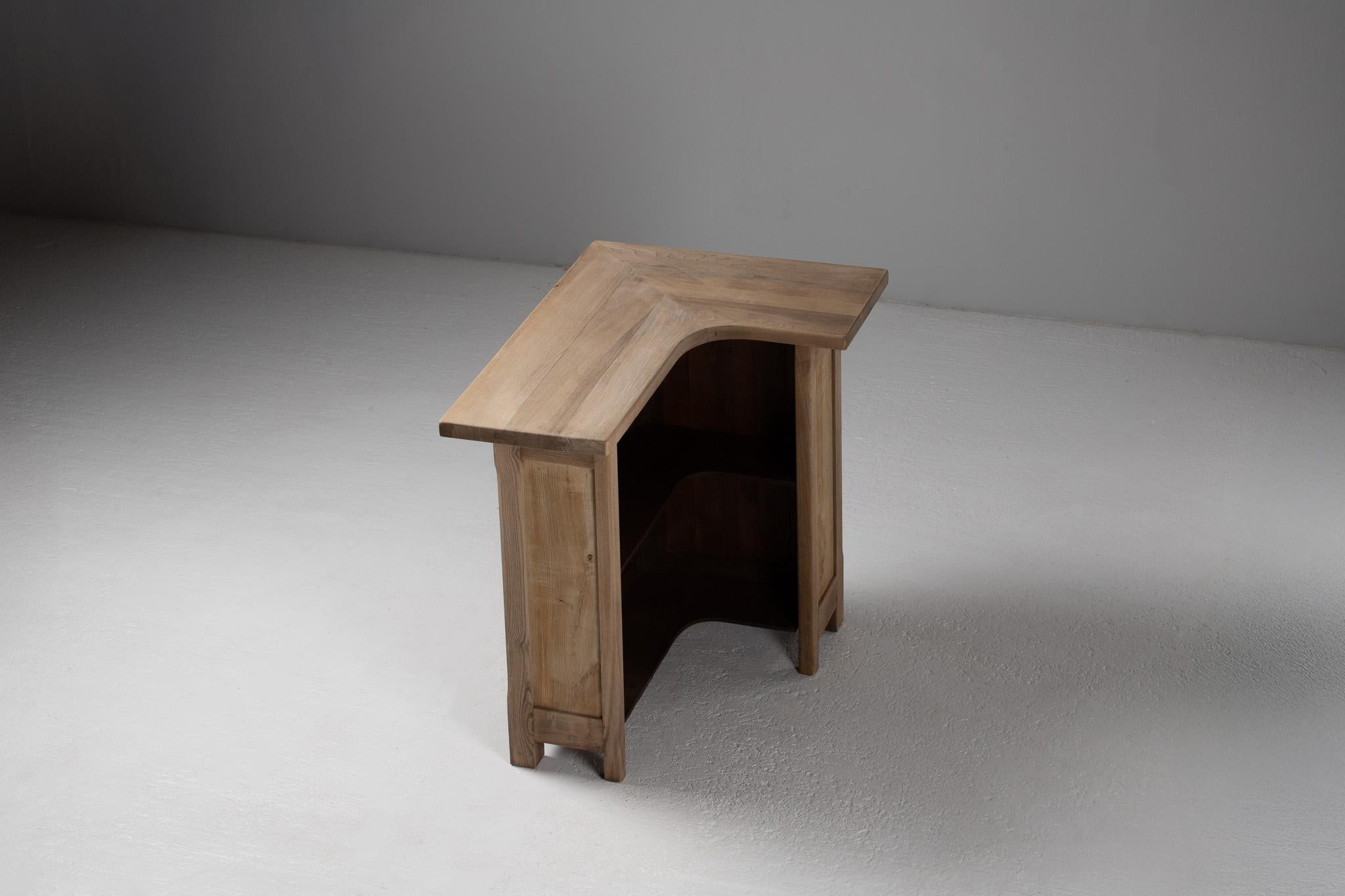 Mid-20th Century French Elm Bar with Brutalist Detailing For Sale