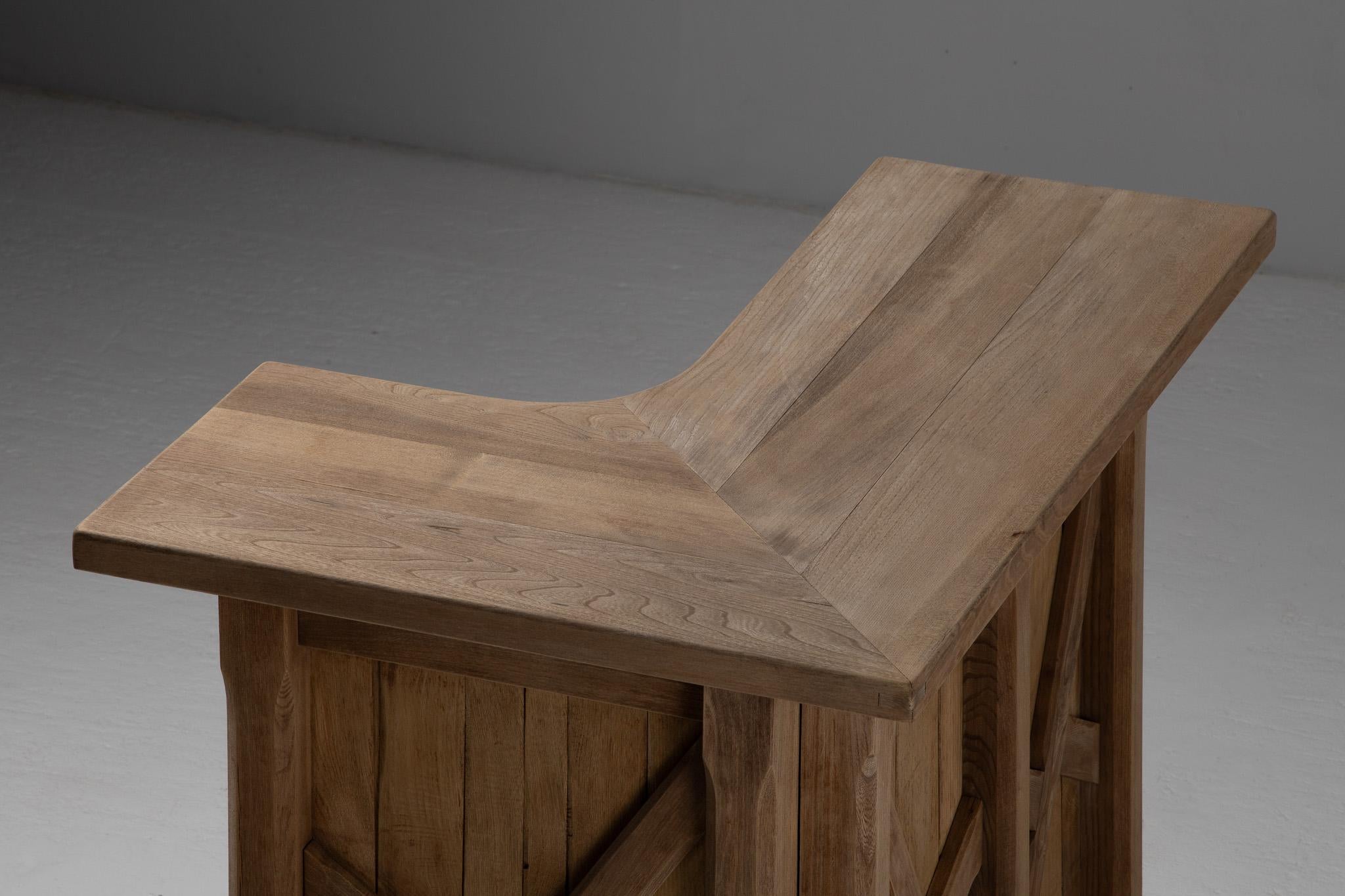 French Elm Bar with Brutalist Detailing For Sale 3