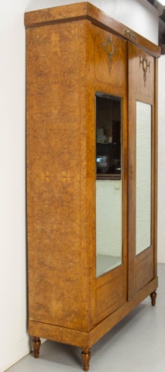 French elm burr & Brass High Armoire Louis XVI Style