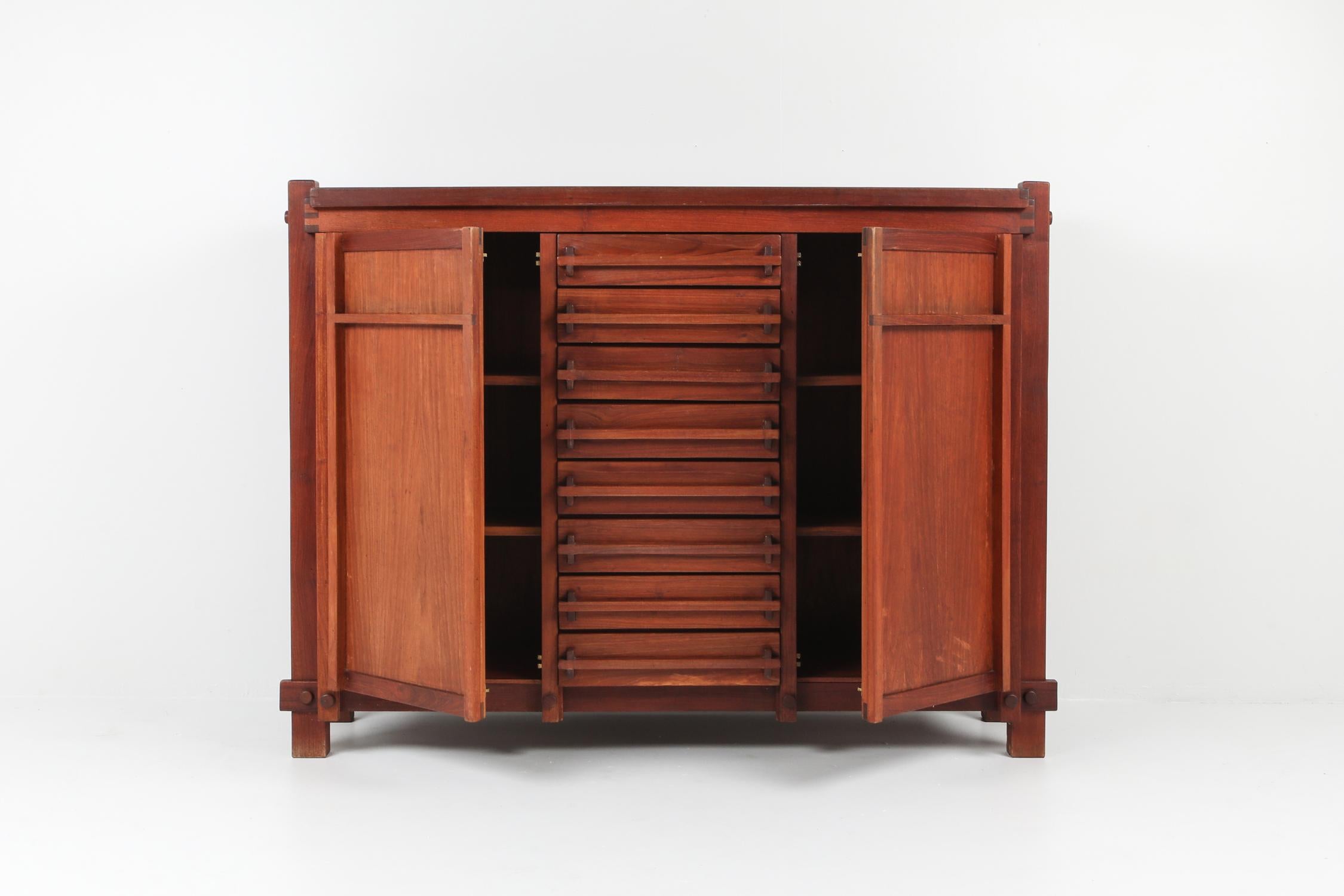 Mid-Century Modern French Elm Cabinet in the Style of Pierre Chapo