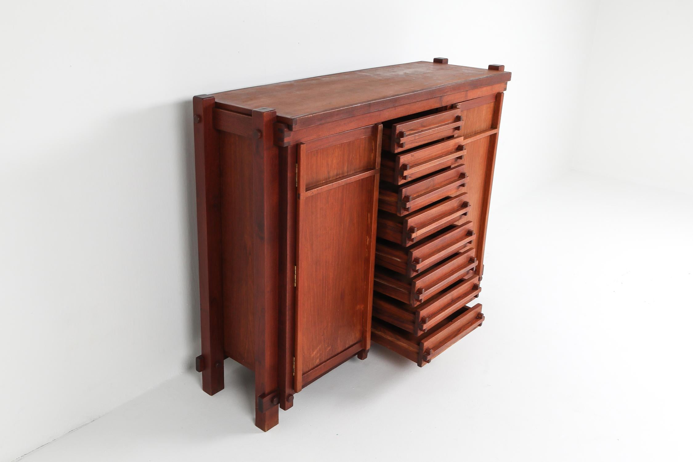 20th Century French Elm Cabinet in the Style of Pierre Chapo