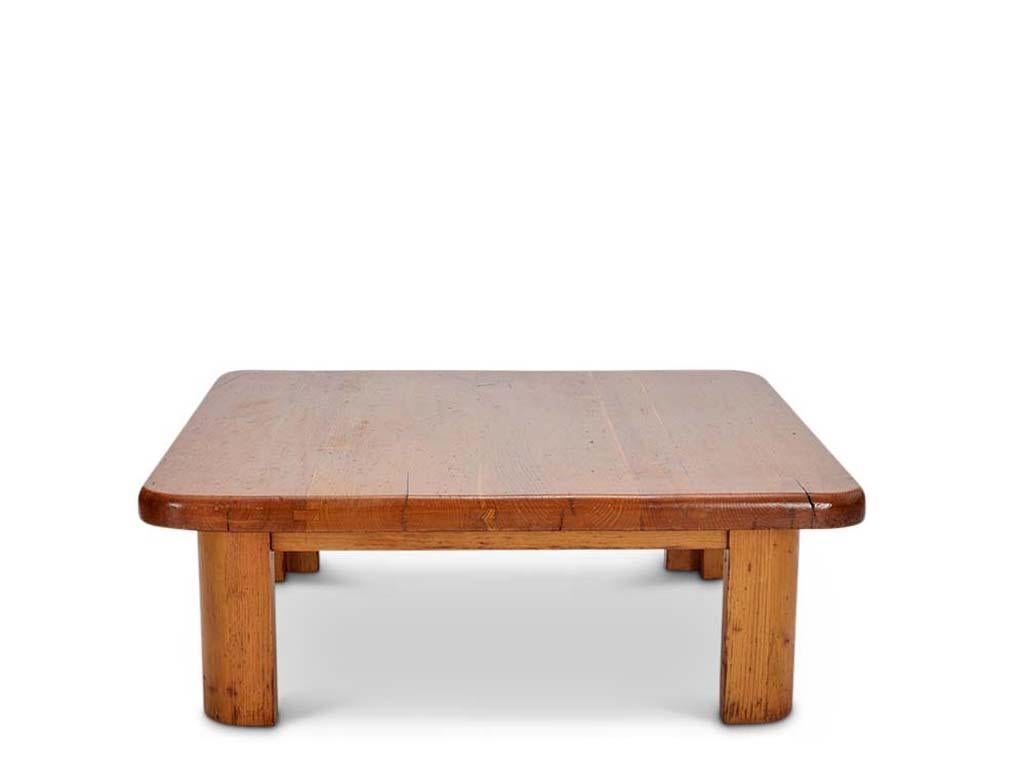 Mid-Century Modern French Elm Coffee Table in the Style of Pierre Chapo