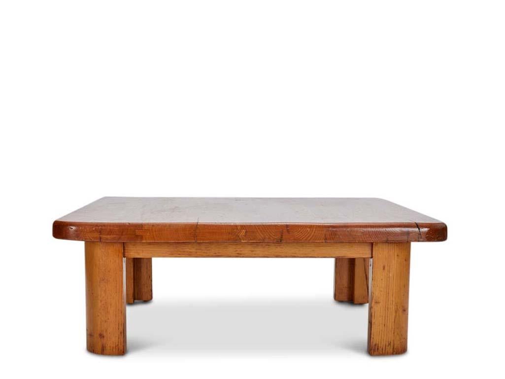 Mid-20th Century French Elm Coffee Table in the Style of Pierre Chapo