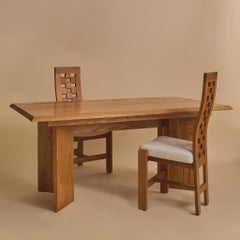 French Elm Desk or Dining Table Attributed to Maison Regain, 1970s