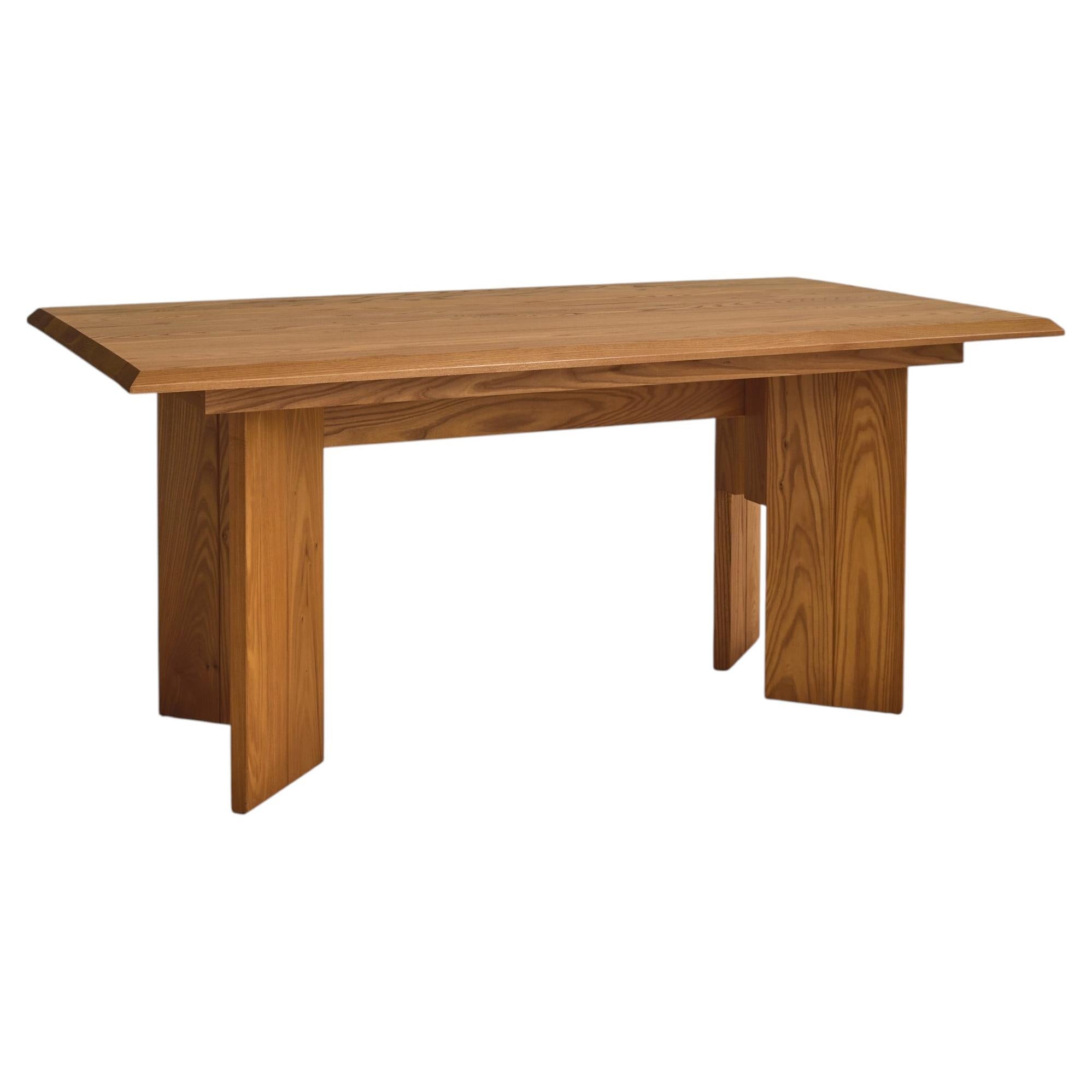 Bureau ou table de salle à manger en orme français attribué à la Maison Regain, années 1970