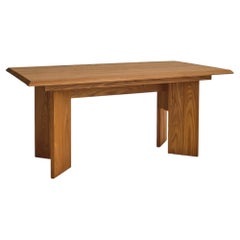 French Elm Desk or Dining Table Attributed to Maison Regain, 1970s