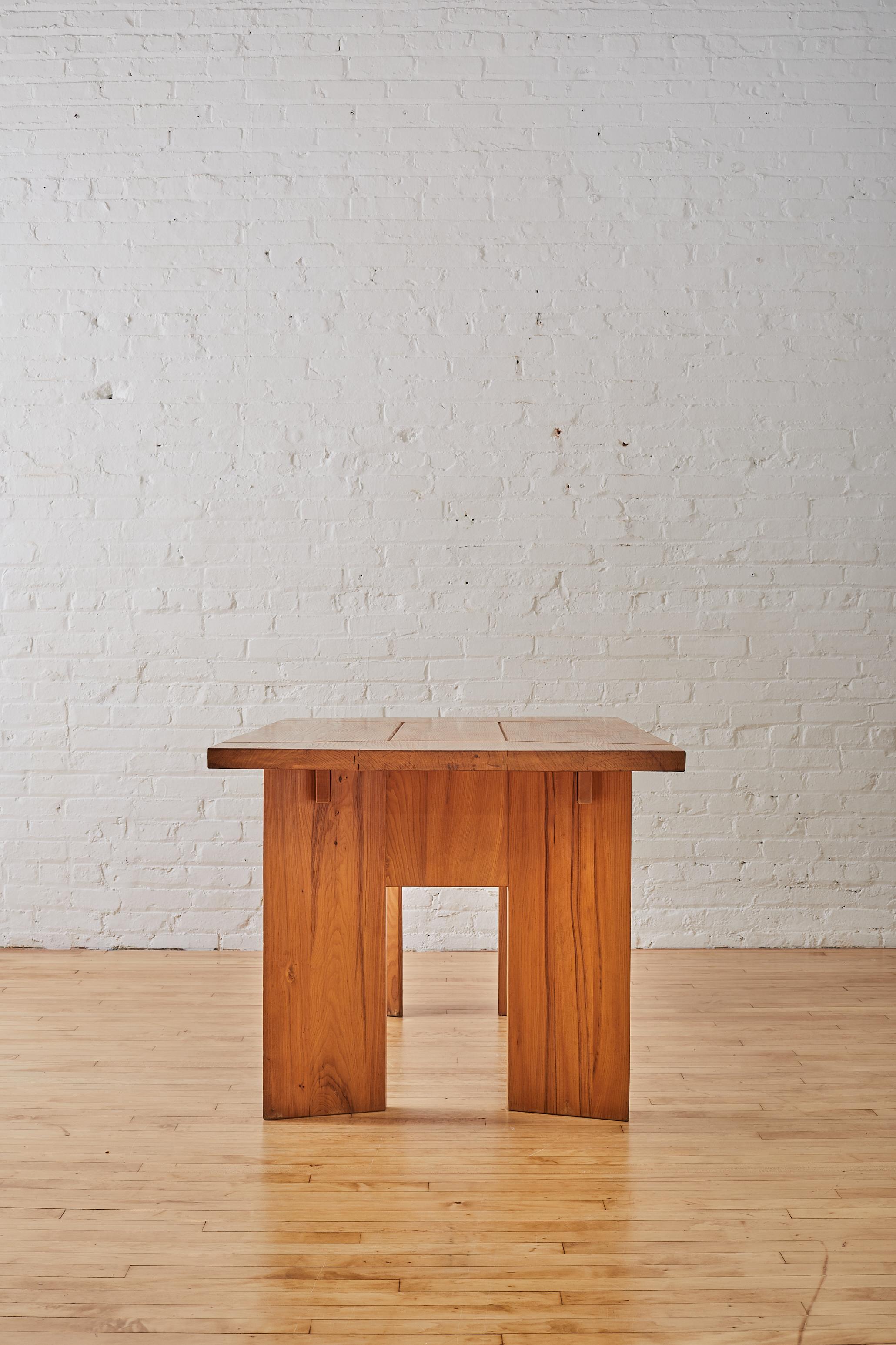 Mid-Century Modern French Elm Dining Table attr. to Maison Regain For Sale