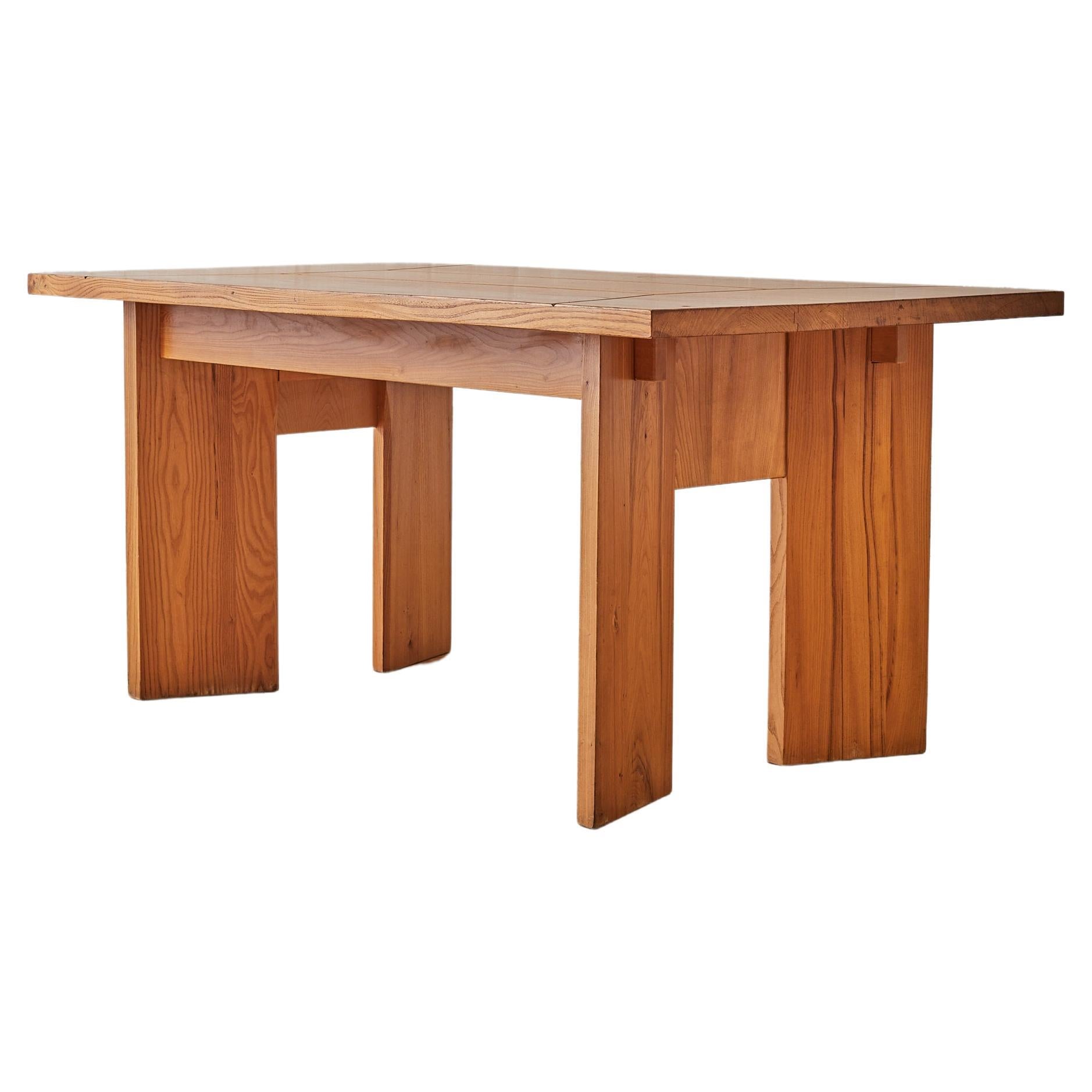 French Elm Dining Table attr. to Maison Regain For Sale