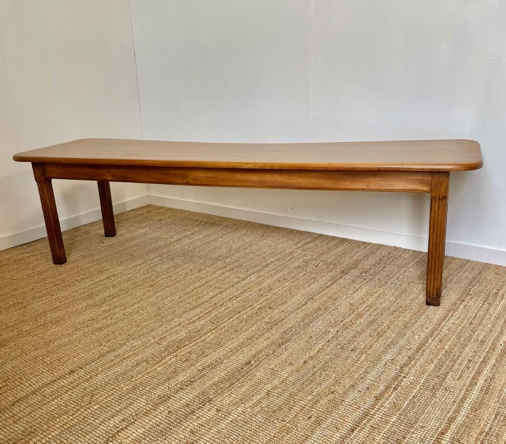 Fabulous early 20th century elm farmhouse table.
French circa 1920’s , constructed from solid elm and has a lovely warm patina that is original to the piece.
The top can be removed for ease of transportation or delivery should seat between 10 /12