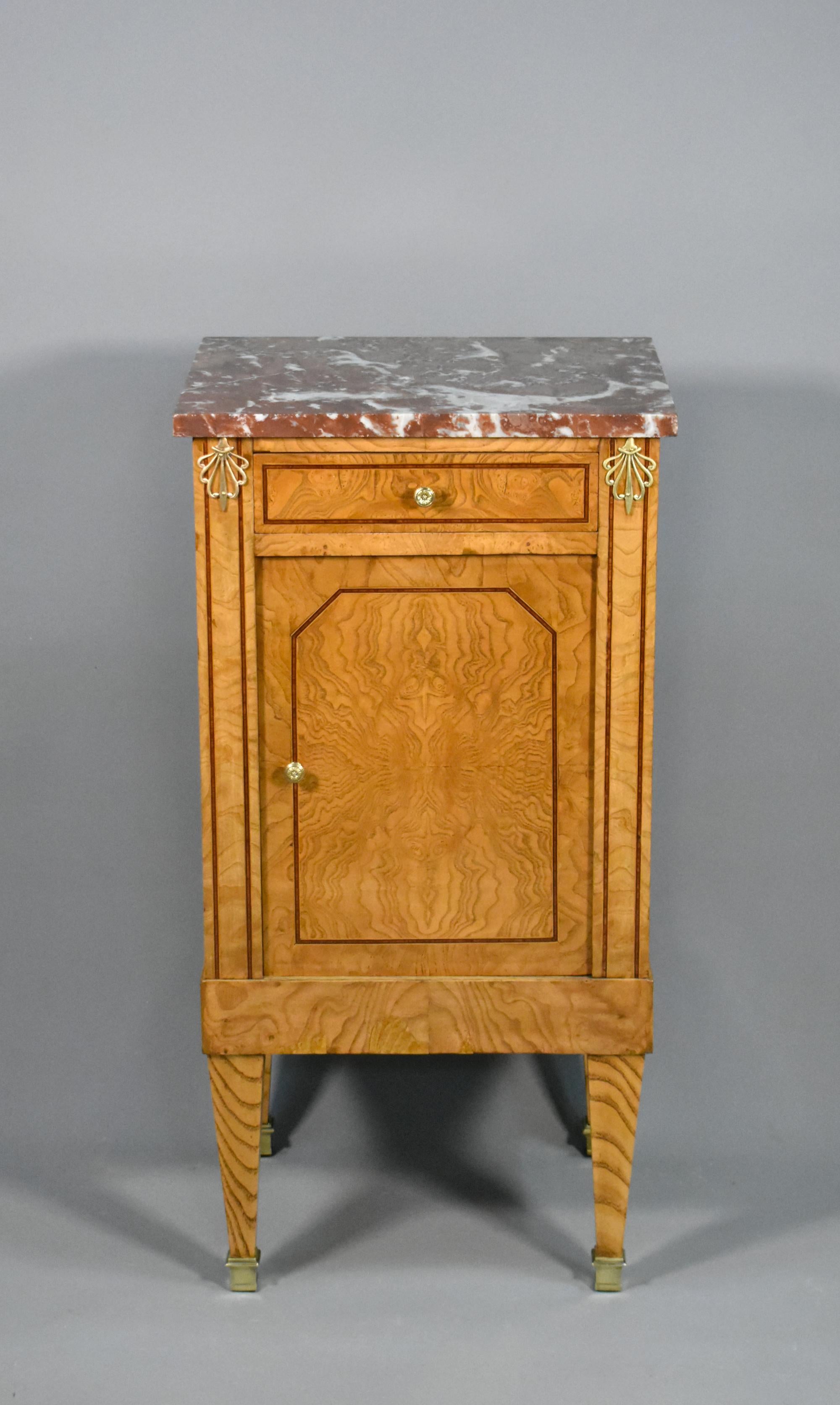French Elm & Marble Cabinet Louis XVI Style In Good Condition For Sale In SAINTE-COLOMBE, FR