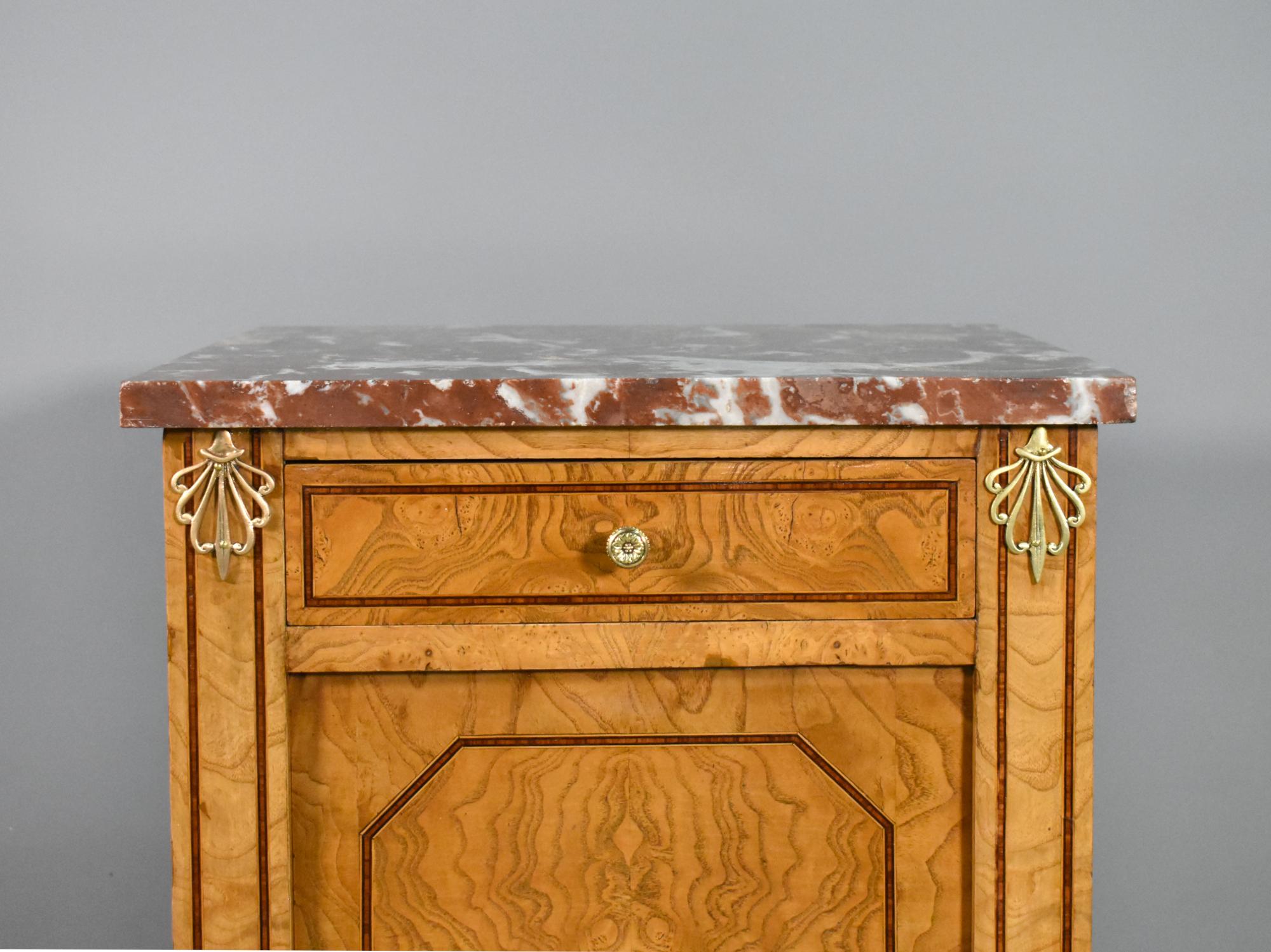 20th Century French Elm & Marble Cabinet Louis XVI Style For Sale