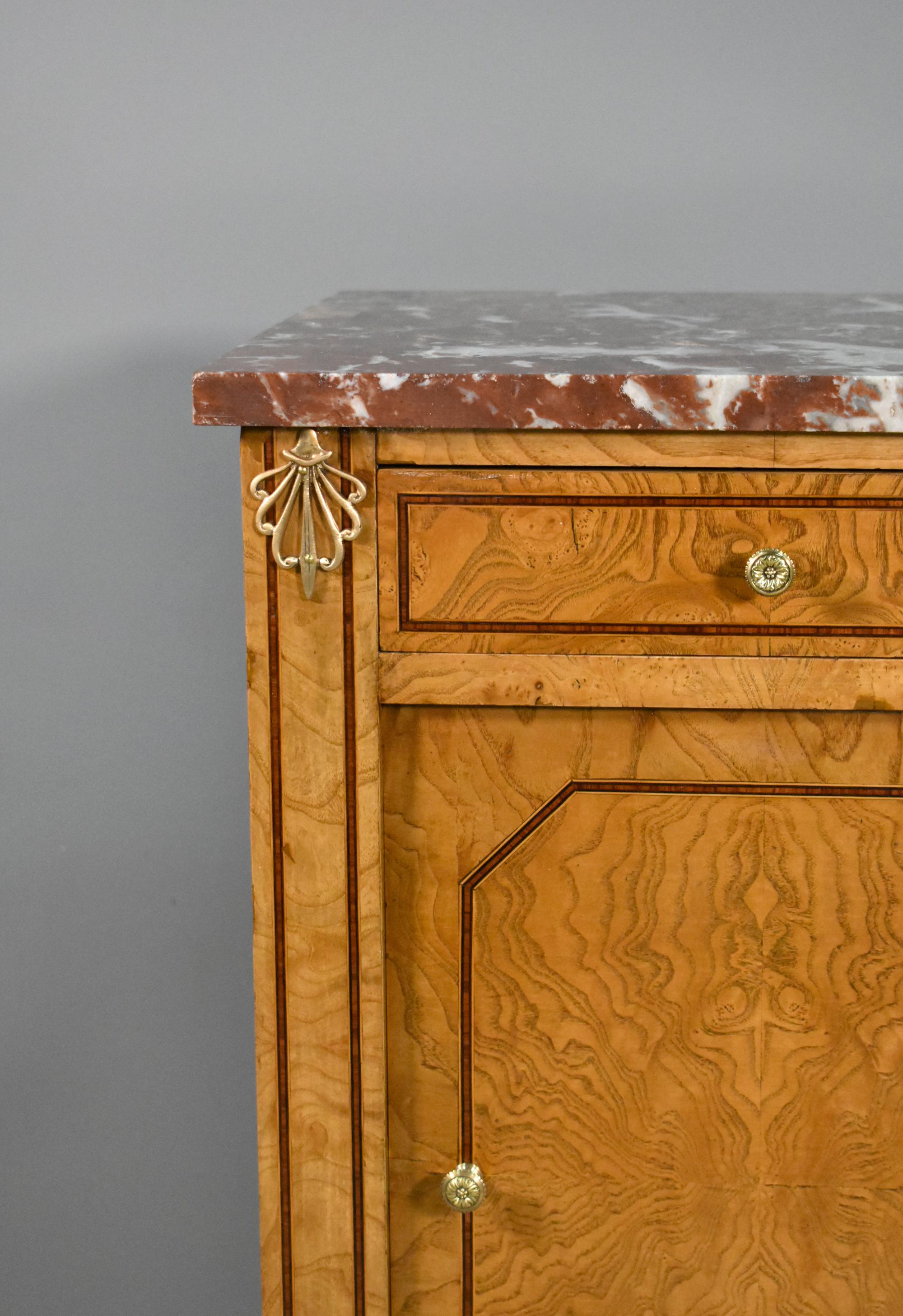 French Elm & Marble Cabinet Louis XVI Style For Sale 2