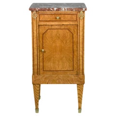 French Elm & Marble Cabinet Louis XVI Style