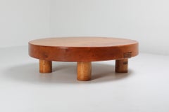 French Elm Naturalist Coffee Table in the Manner of Pierre Chapo