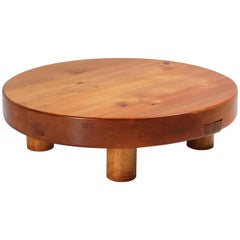French Elm Naturalist Coffee Table in the Manner of Pierre Chapo