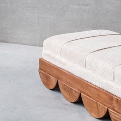 French Elm Scalloped Upholstered Day Bed