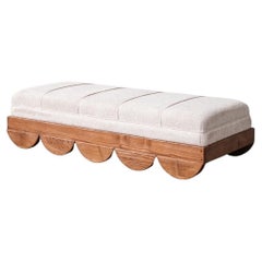 French Elm Scalloped Upholstered Day Bed