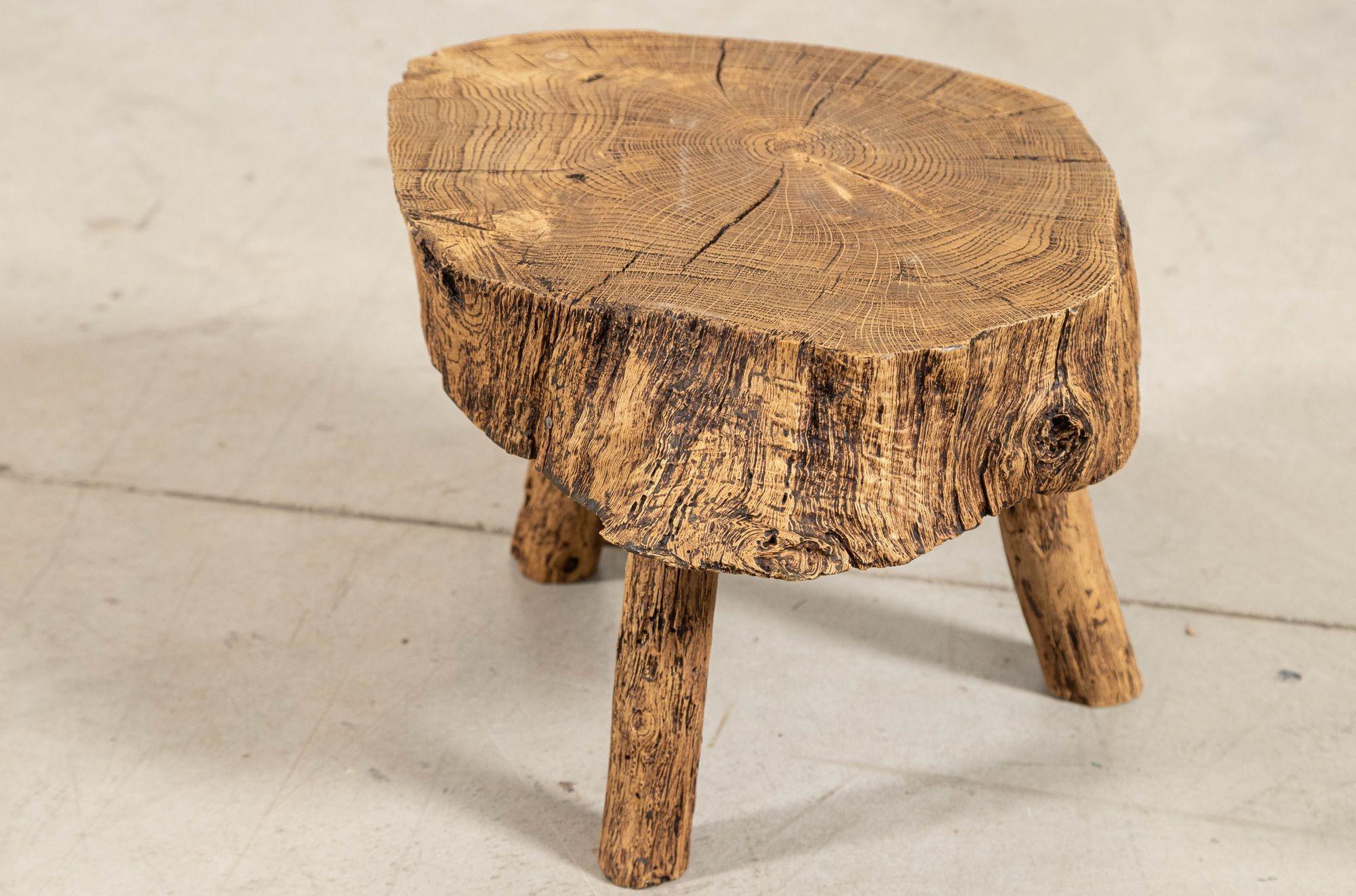 20th Century French Elm Side Table For Sale