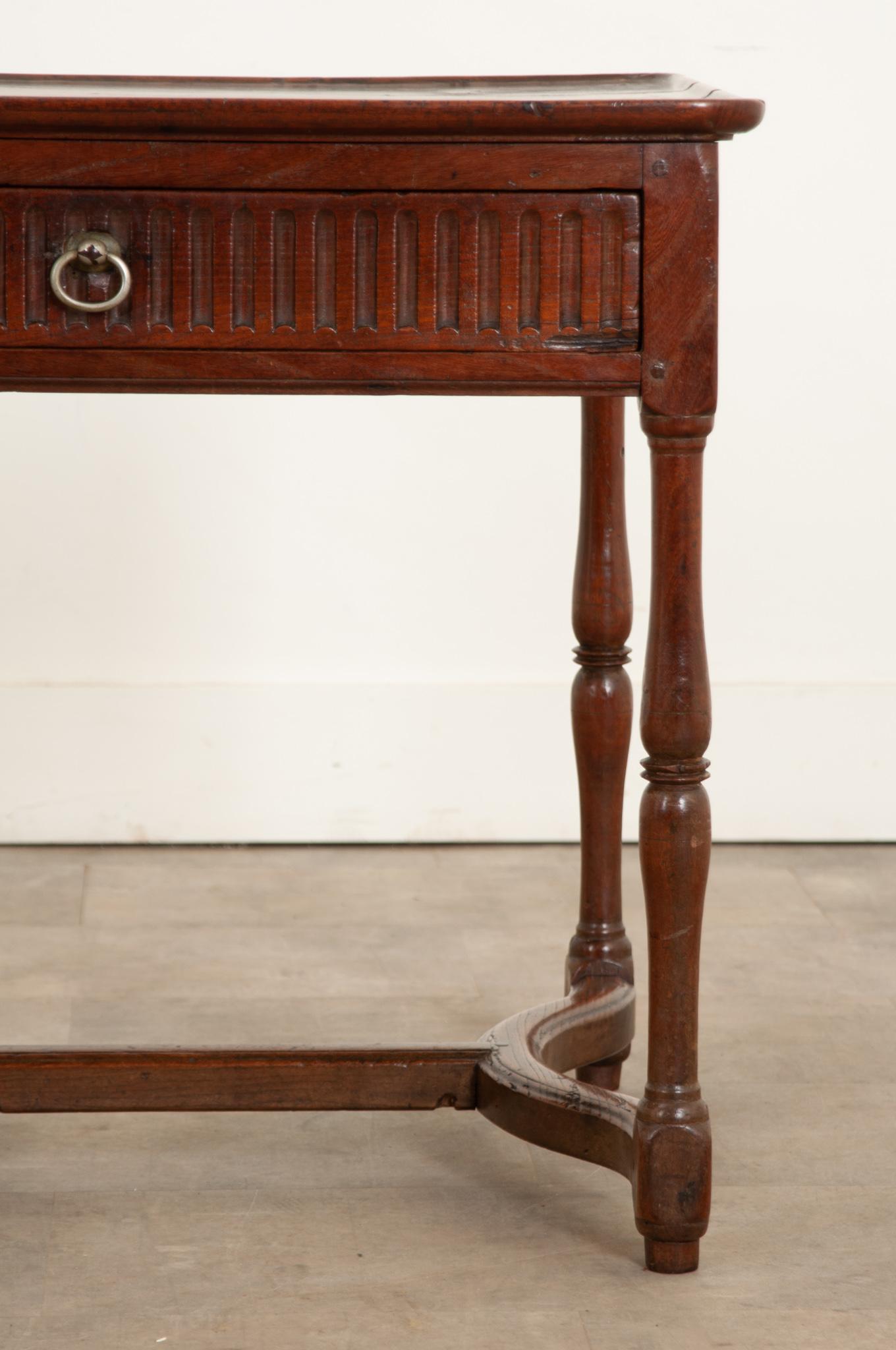 Hand-Carved French Elm Side Table From Brittany For Sale