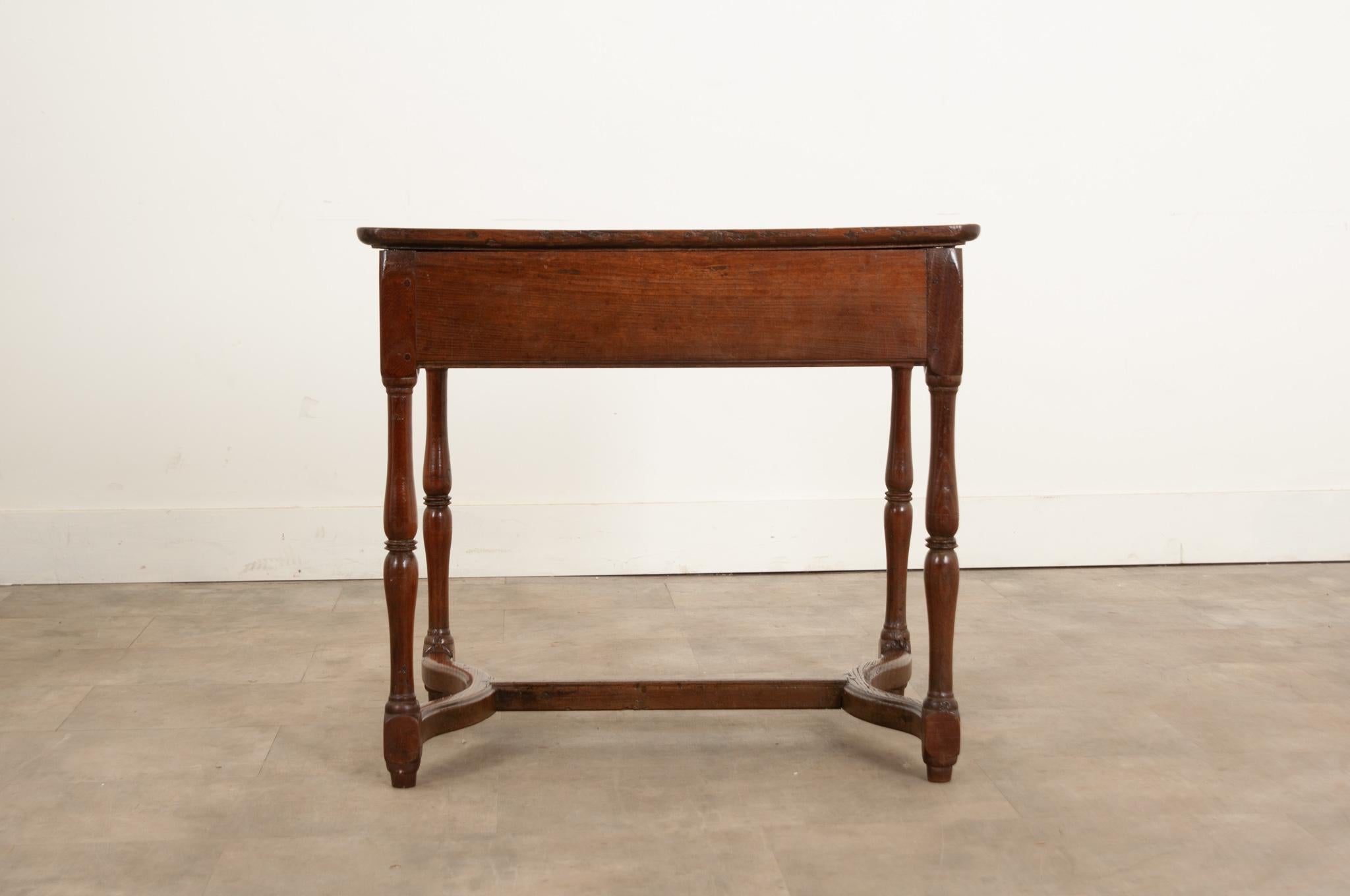 Brass French Elm Side Table From Brittany For Sale