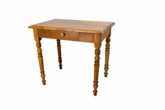 French Elm Side Table Writing Table Turned Wood, circa 1900