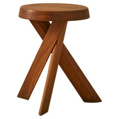 French Elm Stool 'S31' by Pierre Chapo