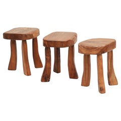 French Elm Tripod Stools C1970 France