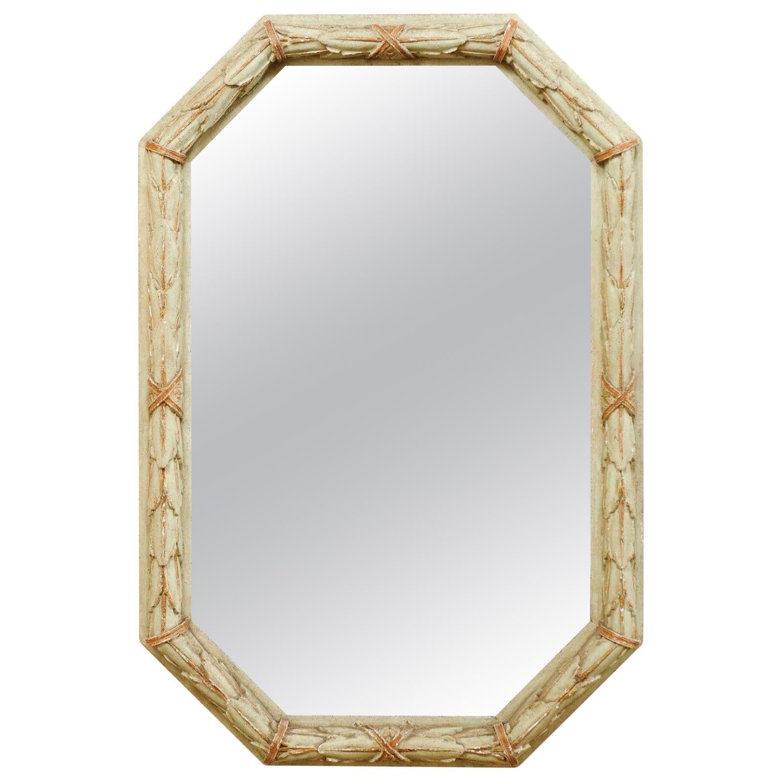 Garland Mirror with Gilded Wooden Frame and Foliage