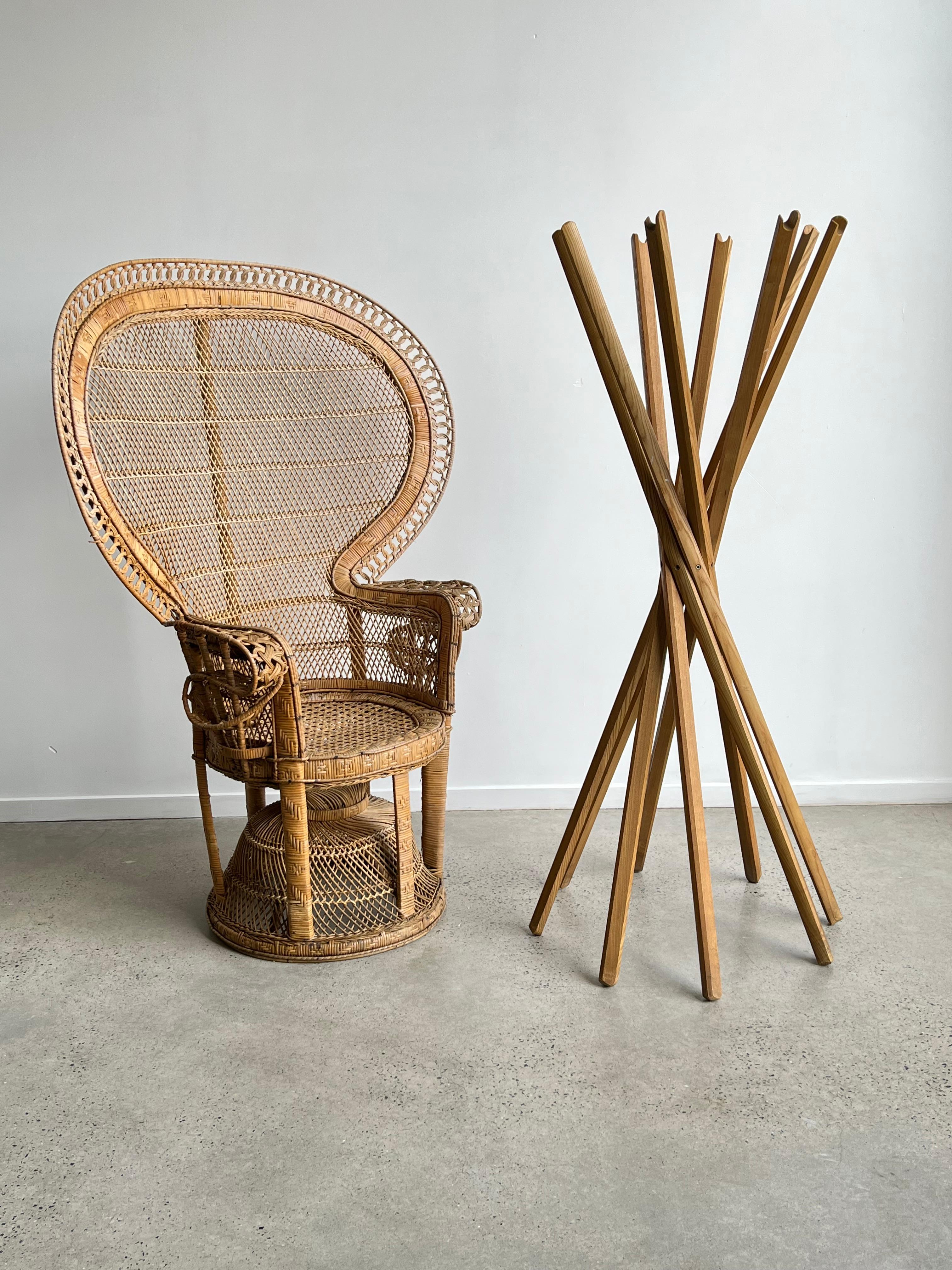 Mid-Century Modern French Emanulle Armchair in Rattan and Wicker, 1970s