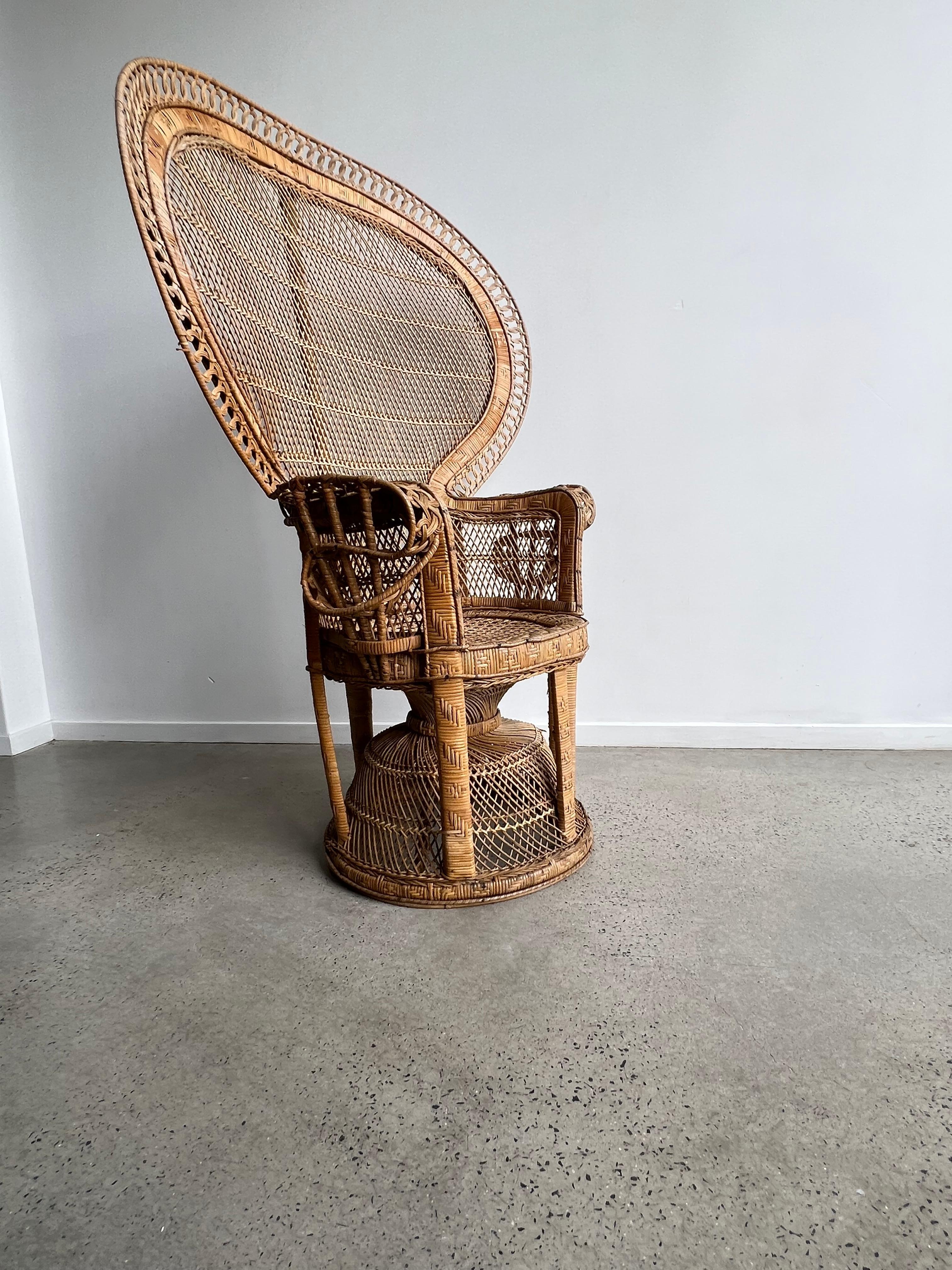 French Emanulle Armchair in Rattan and Wicker, 1970s In Good Condition In Byron Bay, NSW