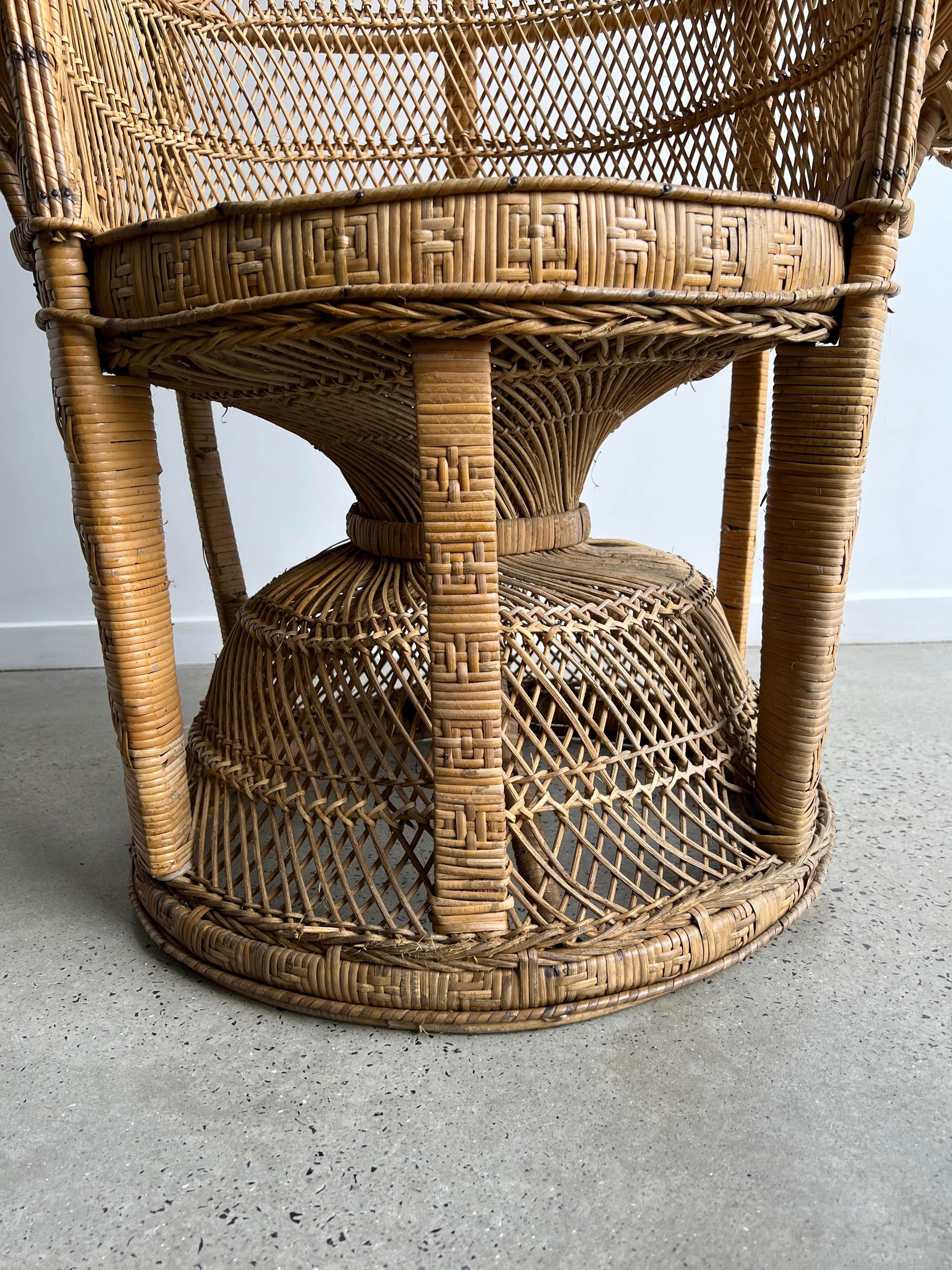 Mid-20th Century French Emanulle Armchair in Rattan and Wicker, 1970s